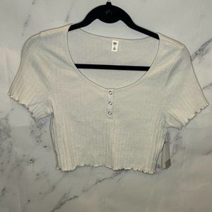 BP Pointelle  Ribbed Crop Top Small
